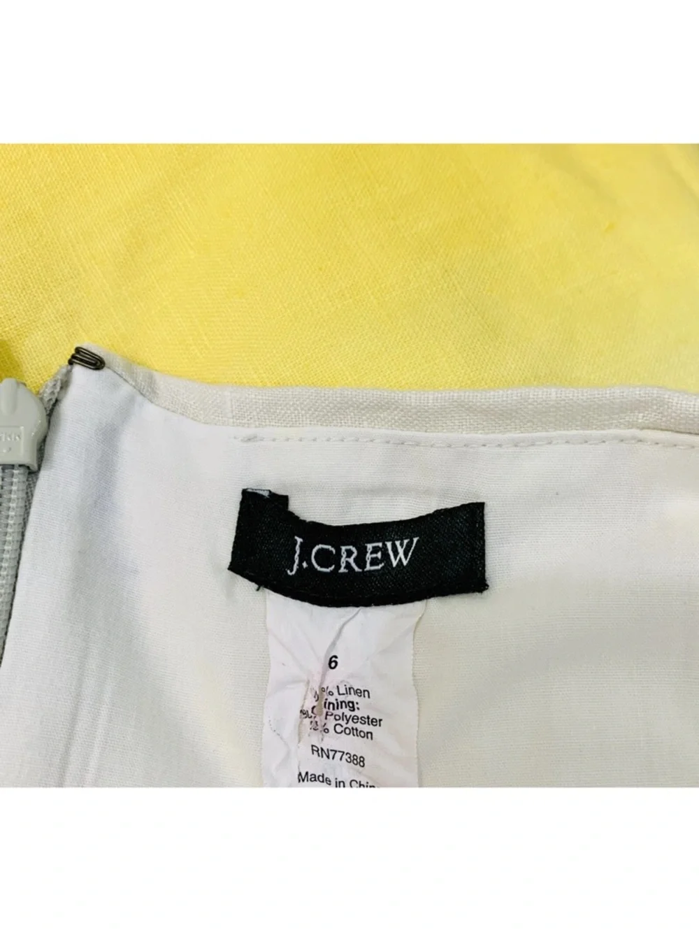 J.Crew Yellow Dipped Ombré Linen Knee Length A-line Skirt Career Size 6 Vintage